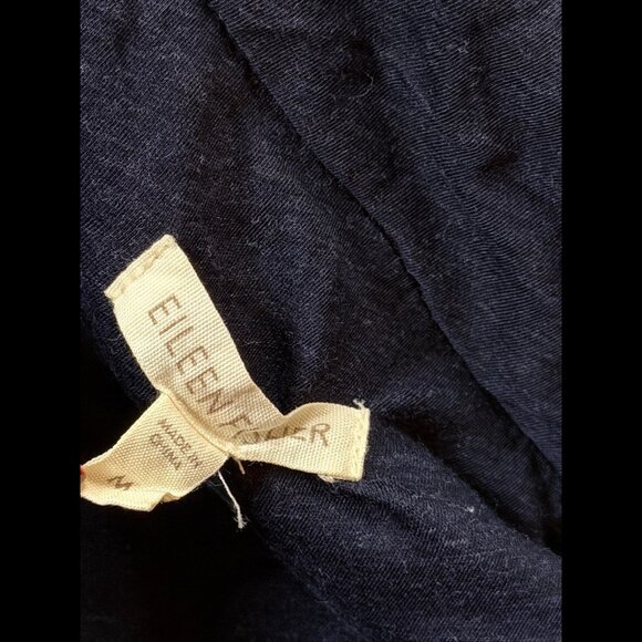 Eileen Fisher Jacket Medium Blue Navy Quilted Asymmetrical Zip Up Organic Cotton - Picture 6 of 7